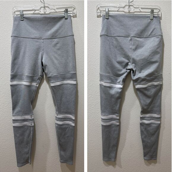 Alo Yoga High Waist Legit 7/8 Legging Ribbed Detail Women Sz S Heath Gray White - Picture 2 of 7